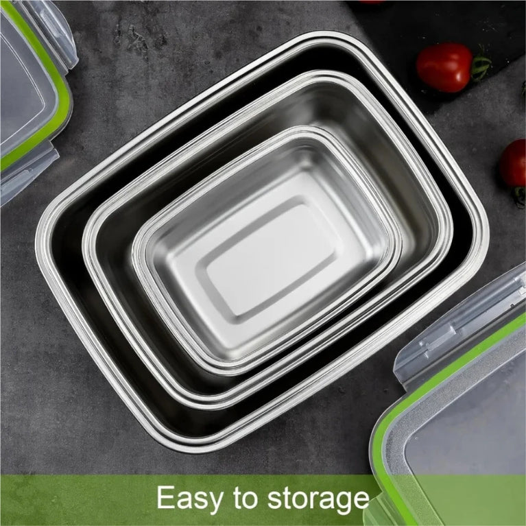 304 Stainless Steel Food Grade Leak Proof Silicone Lid Bento Lunch Box Set Storage Container