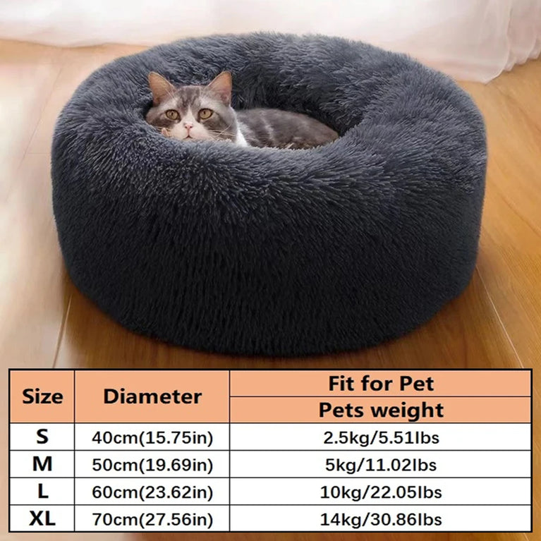 Soft Pet Cat Bed Plush Donut Cat Heating Pad Self Heating Bed Warm Cat
