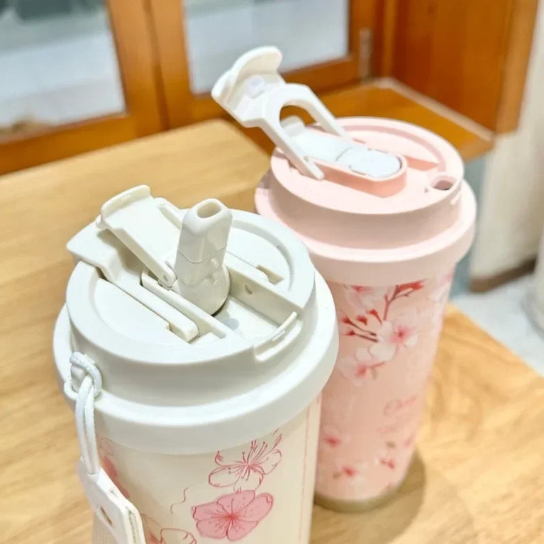 500ml Insulated Stainless Steel Tumbler Mug with Straw Handle