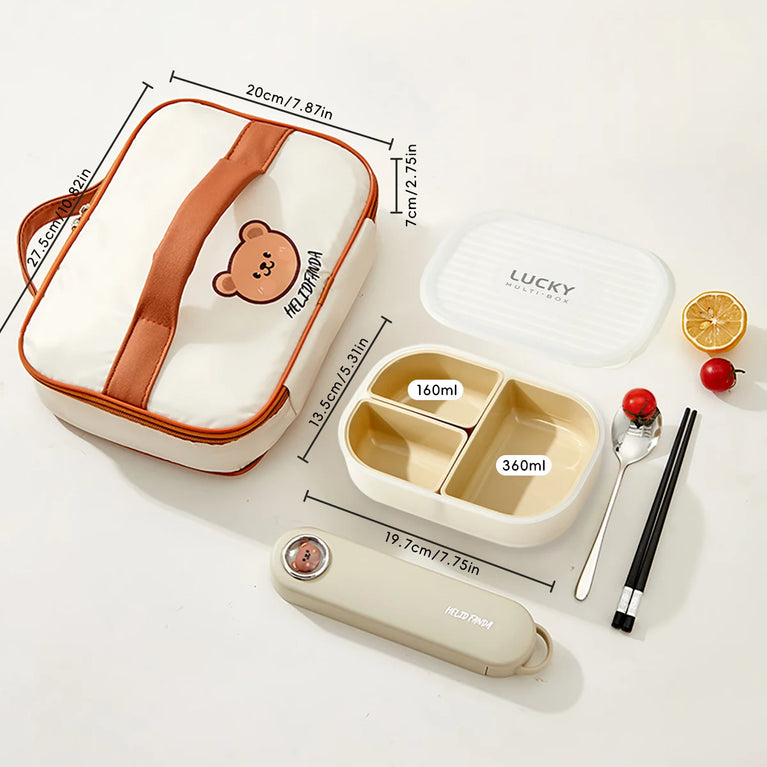 3-Grids Microwave Bento Lunch Box Stackable Leakproof Food Container