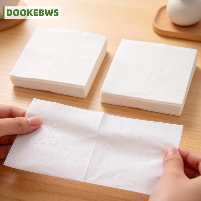 Soft Disposable Dining Napkins Double Layer Absorbent Paper Towels