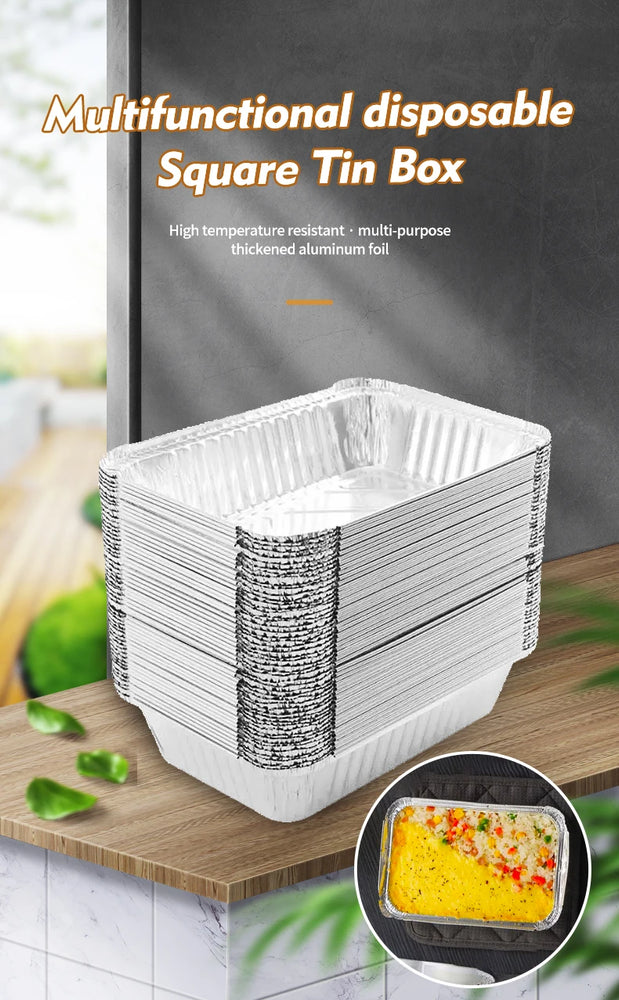 20Pcs Aluminum Foil Trays With Lids 450ml Disposable Food Grade Baking Pans For Air Fryer Oven