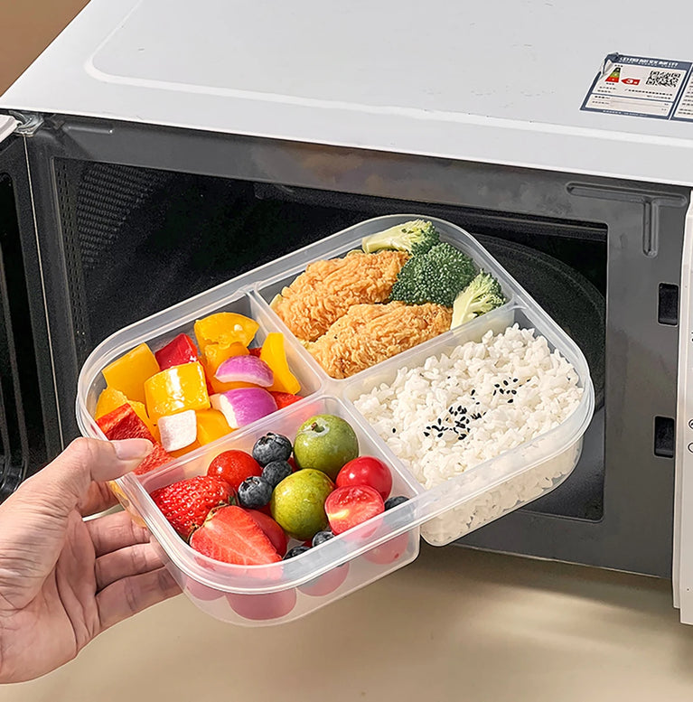 Portable Plastic Divided Lunch Box Kids Student School Picnic Sealed Microwave Bento Container