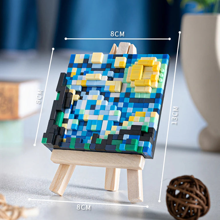 Famous Painting Diamond Building Blocks | 3D Micro-Brick Art with Display Easel