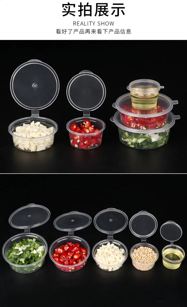 100pcs Disposable Sauce Takeaway Packaging Box Round Sealed Containers With Lid for Chili Oil