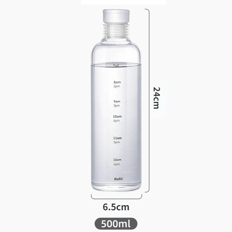 500/750ml PC Plastic Time Marker Water Bottle Leakproof Gym Sport Large Capacity Drink Bottle with Lid
