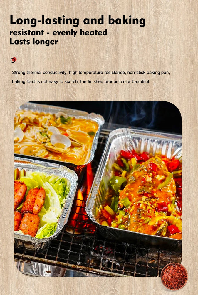20Pcs Aluminum Foil Trays With Lids 450ml Disposable Food Grade Baking Pans For Air Fryer Oven
