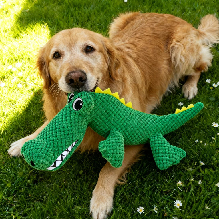 Pet Chew-Resistant Plush Interactive Toy with Sound Dinosaur Shape