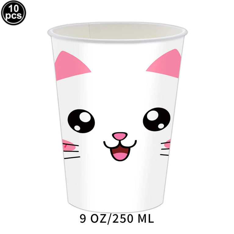 Cute Animals Tableware Cat Shaped Dinner Plates Disposable Party Set