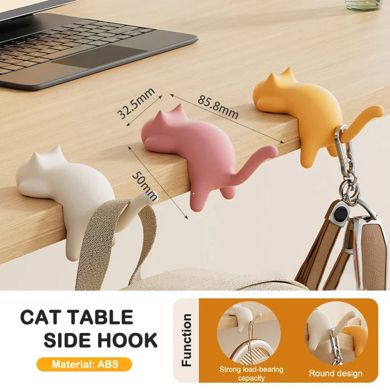 Cute Cat Bag Hook Portable Table Hanger Desk Organiser Holder Stand