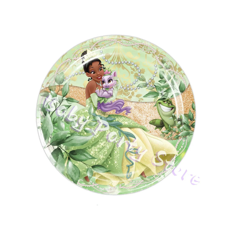 Frog Tiana Princess Party Disposable Tableware Set for Kids Birthday Decoration