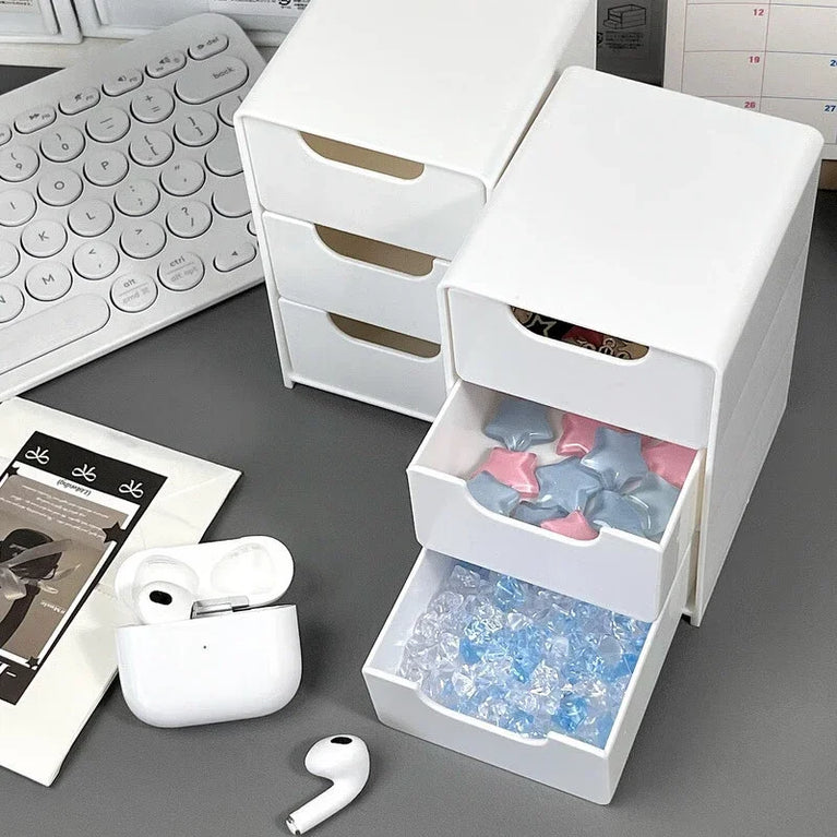 Chic 3-Tier Desk Organizer with Drawers Storage Divider Box