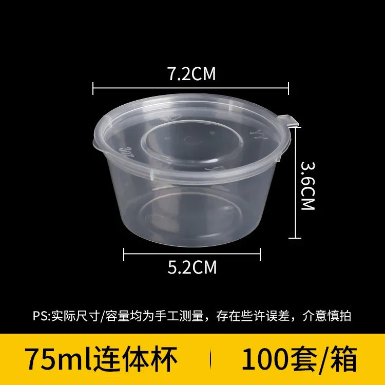100pcs Disposable Sauce Takeaway Packaging Box Round Sealed Containers With Lid for Chili Oil