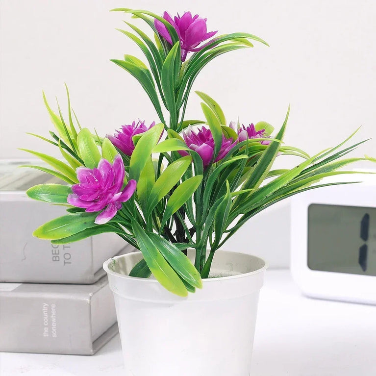 5-Head Miniature Lotus Simulation Bonsai | Creative Desktop Floral Decoration