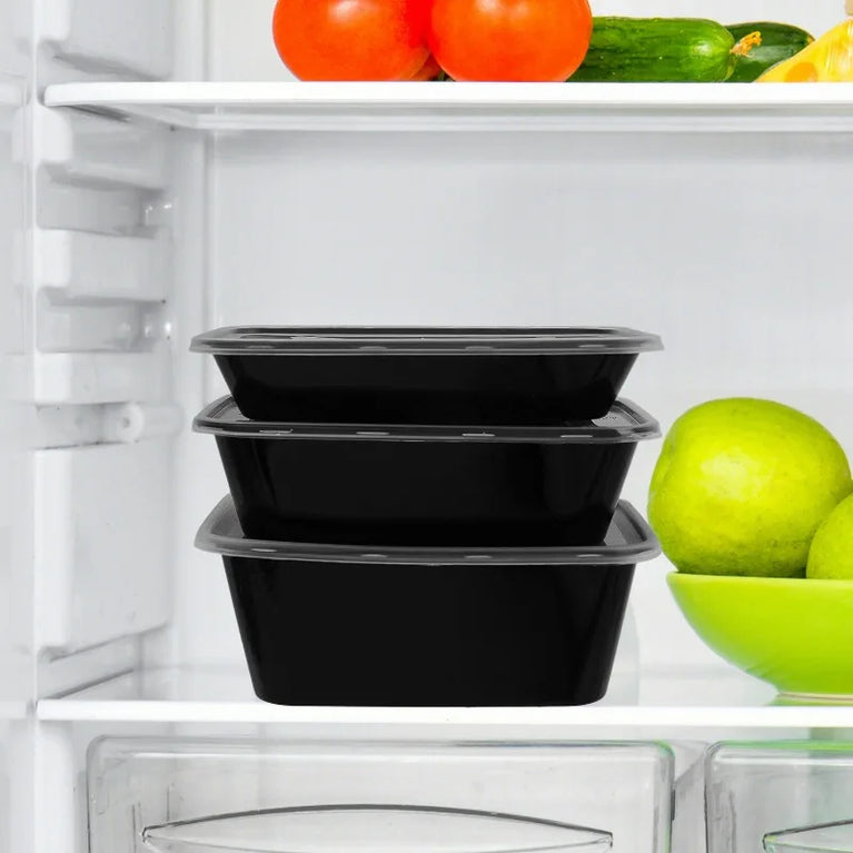 Black Disposable Bento Box Set | Minimalist Microwave-Safe Food Containers