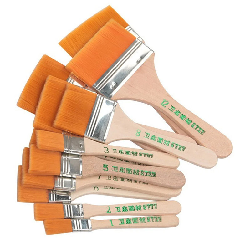 12-Piece Wooden Handle Memory Nylon Paint Brush Set