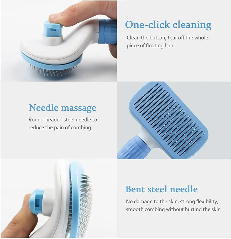 Stainless Steel Pet Grooming Brush | Pro Hair Remover & Comb