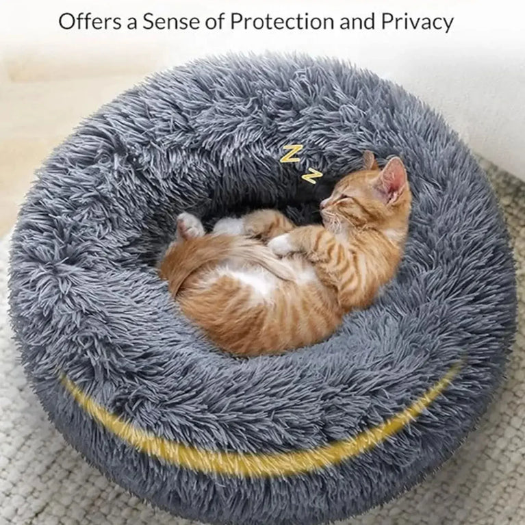 Round Plush Environment Friendly Dog Bed 40-90cm Soft Warm Pet Sleeping Nest