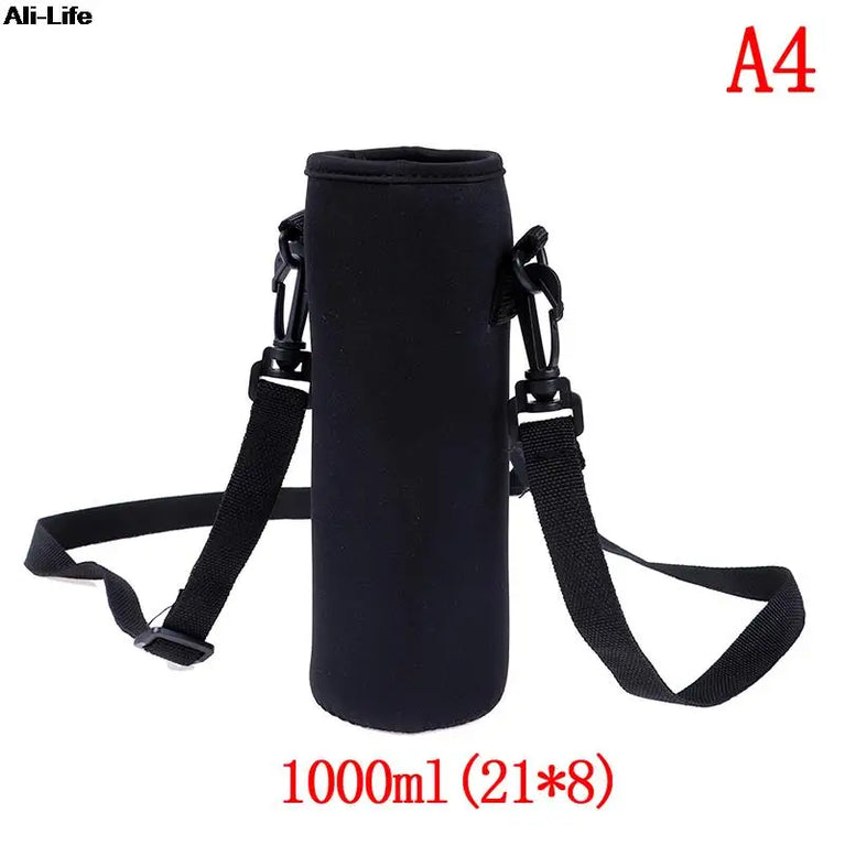 1000ML Neoprene Water Bottle Carrier Bag With Shoulder Strap Insulated Bottle Cover Pouch Holder Travel Outdoor Sport Sleeve