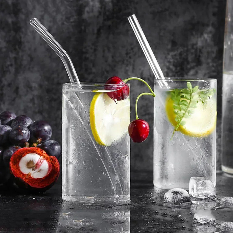 Reusable Glass Drinking Straw Smoothie Milkshake Cocktail Eco Friendly Straws Set