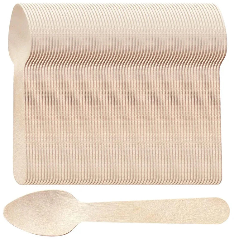 50/100/200Pcs Wooden Mini Tasting Ice Cream Yogurt Disposable Spoon Set