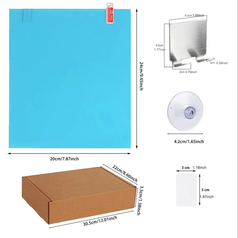 Fogless Acrylic Shower Mirror | Portable Anti-Fog Shaving Mirror with Non-Slip Stand