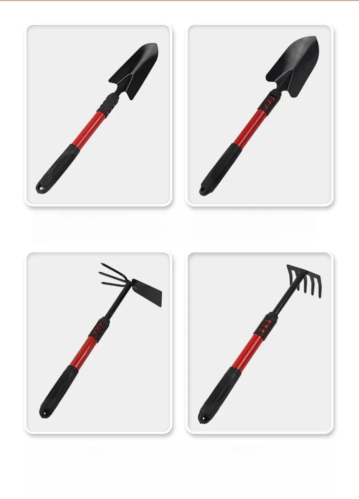 5-Tooth Gardening Spade Shovel Tool Set with Extended Handle