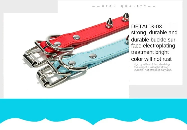 Harp Spiked Studded DogCollars PU Small Medium Large NeckStrap