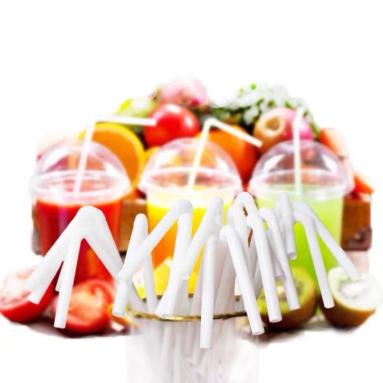 100PCS Disposable Straws White Individually Packaged for Drinks