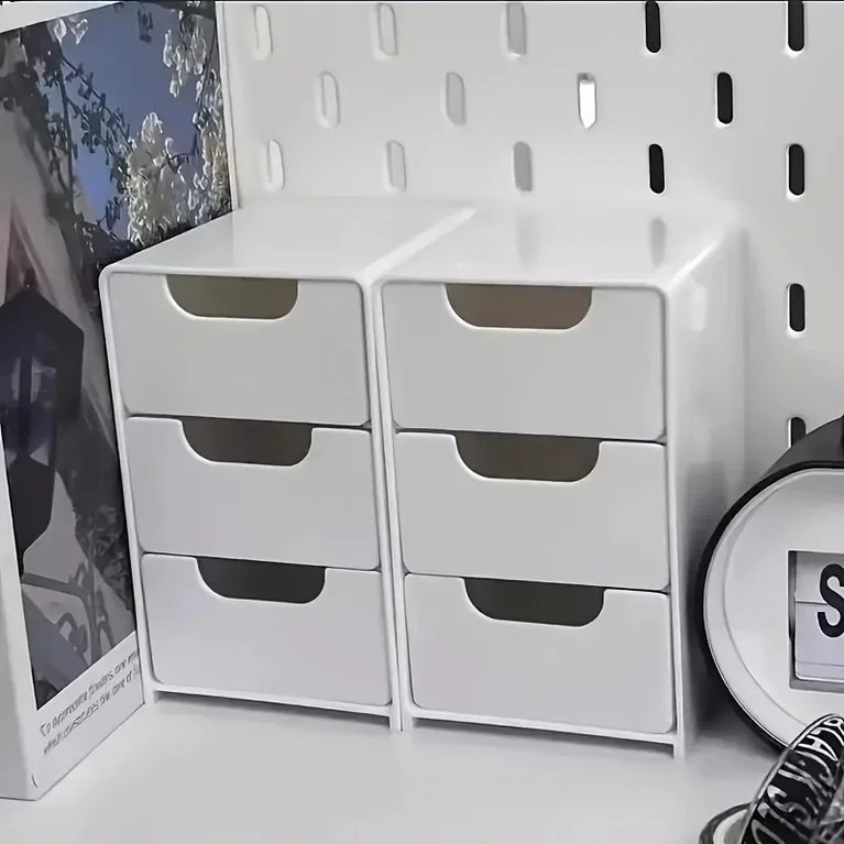 Chic 3-Tier Desk Organizer with Drawers Storage Divider Box