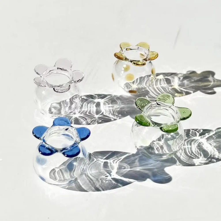 Miniature Hand-Blown Glass Flower Figurine | Exquisite Crystal Bouquet Decor
