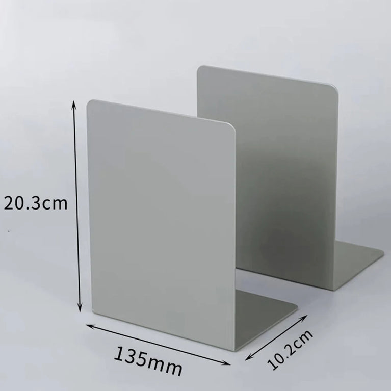 Simple Metal Bookends | 2-Piece Heavy-Duty Non-Slip Desktop Organiser