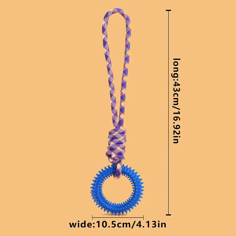 Interactive Training Pet Toy Ring Spiked Dog Chew Teeth Cleaning