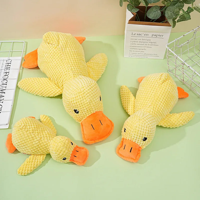 Plush Sleeping Duck Dog Toy Squeaky Chew Toy for Training Fun