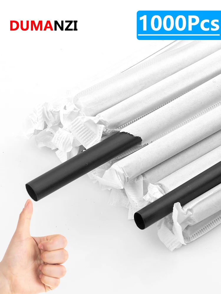50-1000PCS Paper Black Drinking Straws for Party Kitchen Beverage Use