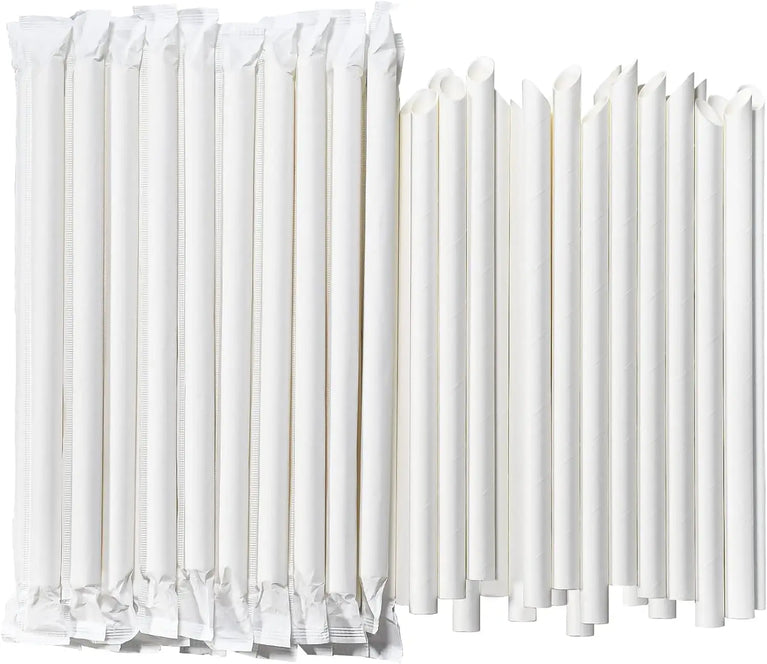 100PCS 12mm x 230mm Individually Wrapped Paper Bubble Tea Straws