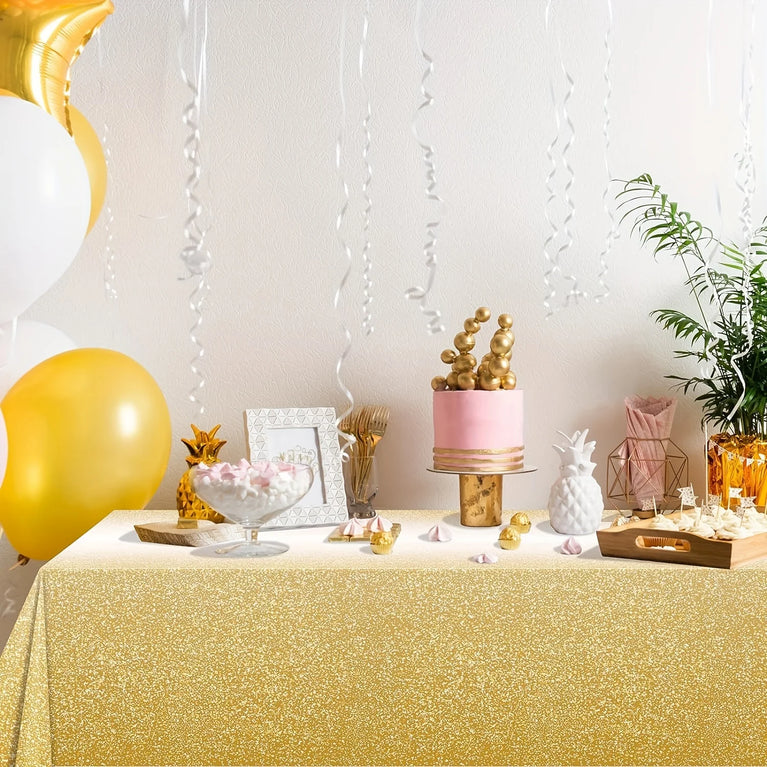 Gradient Gold Disposable Tablecloth for Rectangle Party Tables