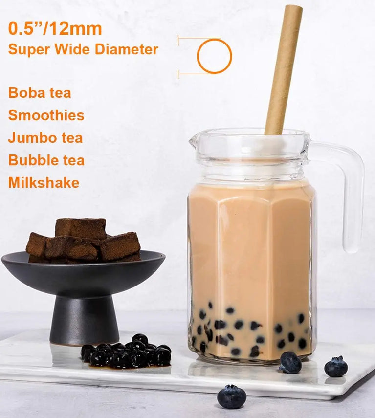 100PCS 12mm x 230mm Individually Wrapped Paper Bubble Tea Straws