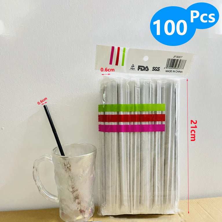 50-1000PCS Paper Black Drinking Straws for Party Kitchen Beverage Use