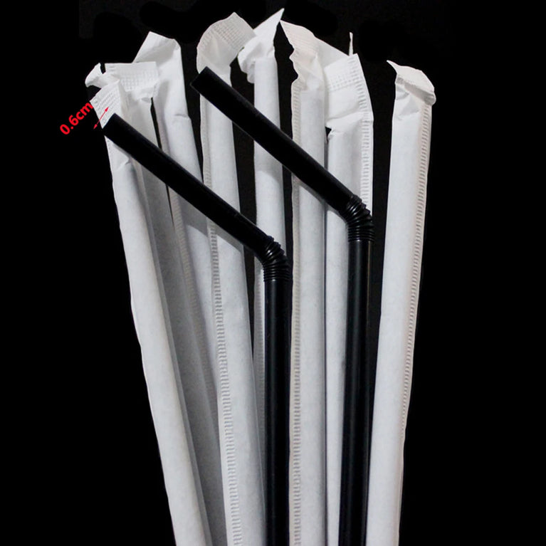 50-1000PCS Paper Black Drinking Straws for Party Kitchen Beverage Use