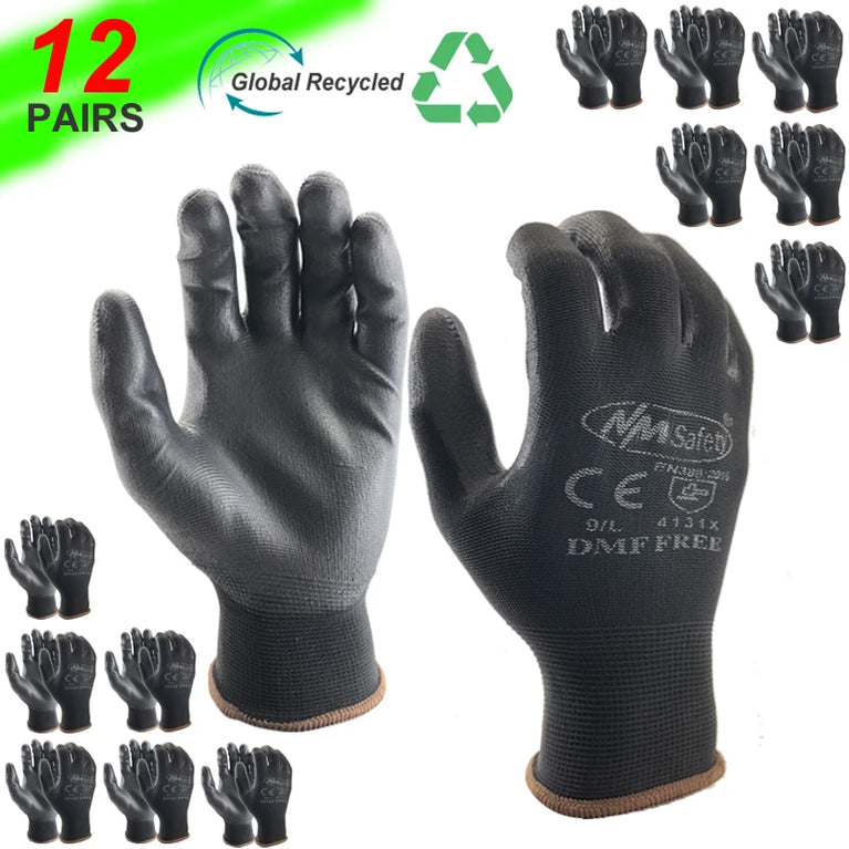 PU Coated Nylon Gardening Gloves Breathable Safety Work Gloves