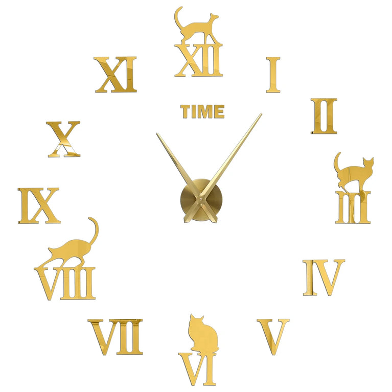 3D DIY Large Wall Clock | Modern Acrylic Mirror Surface Home Décor