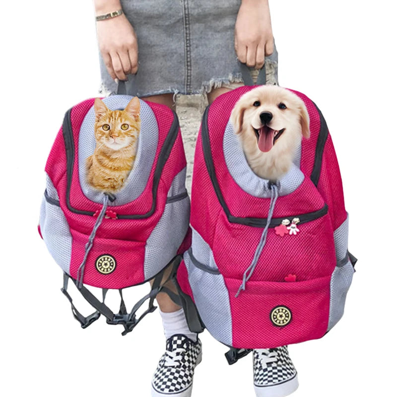 Outdoor Pet Dog Carrier Backpack Front Bag Mesh Double Shoulder Travel Bag