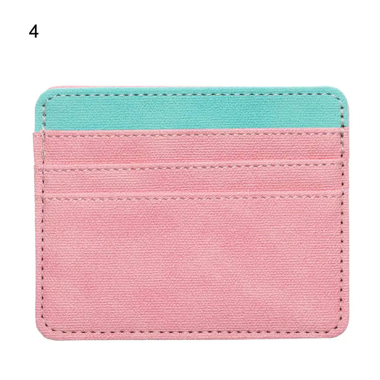 Fashion PU Leather Card Holder | Compact Coin Purse & ID Wallet with Keychain