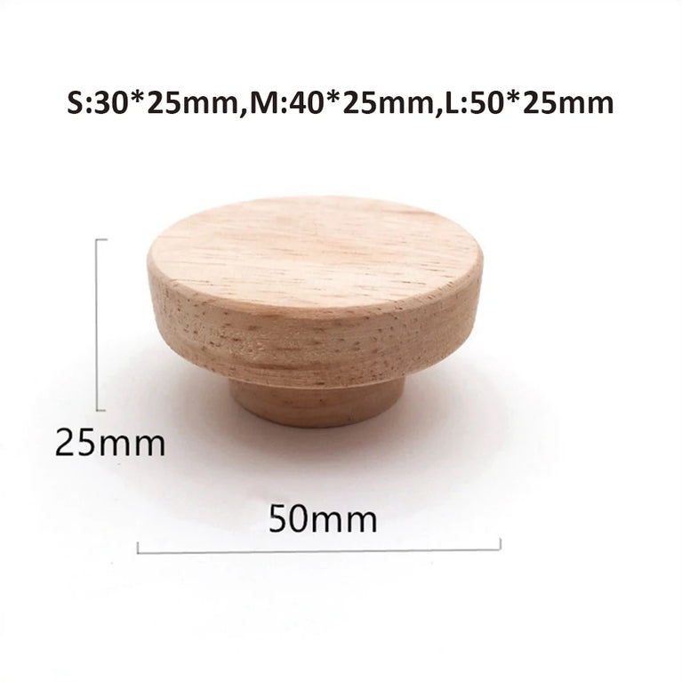 Natural Oak Round Furniture Knobs | Modern Wooden Handles for Cabinets & Drawers