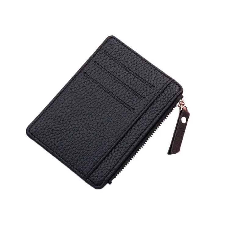 Fashion PU Leather Card Holder | Compact Coin Purse & ID Wallet with Keychain