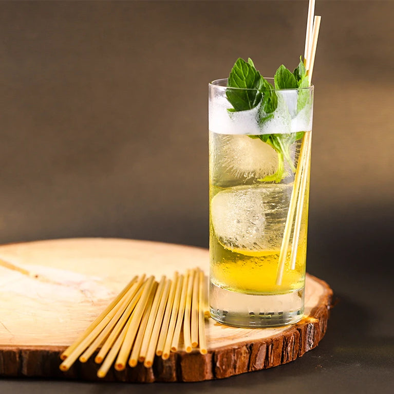 100PCS Disposable Wheat Straw Eco-Friendly Natural Drinking Straws