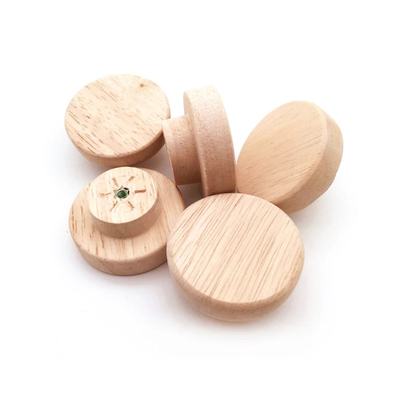 Natural Oak Round Furniture Knobs | Modern Wooden Handles for Cabinets & Drawers