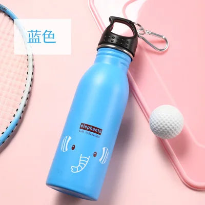 Kids Stainless Steel Straw Water Bottle Cartoon Portable Bottle