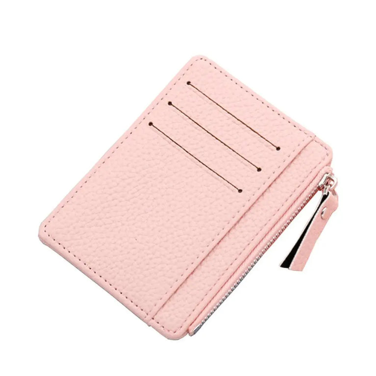 Fashion PU Leather Card Holder | Compact Coin Purse & ID Wallet with Keychain